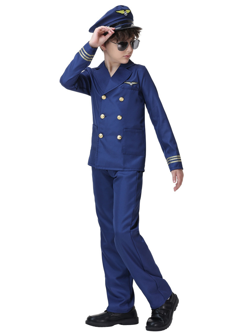 Children's pilot suit, boys' captain suit set, Halloween role-playing cosplay performance costume, Guangzhou costume