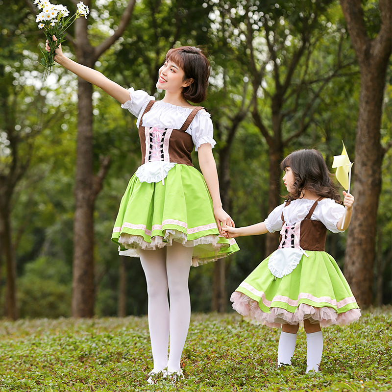 German Beer Festival Costumes, Grass Green Class Activity Performance Costumes, Cultural and Arts Festival Parent-Child Dresses Promotion