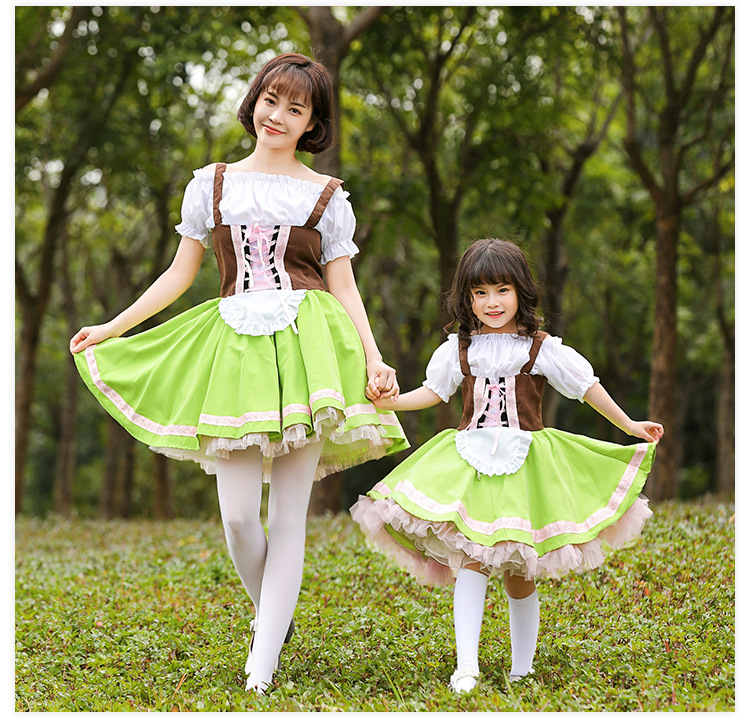 German Beer Festival Costumes, Grass Green Class Activity Performance Costumes, Cultural and Arts Festival Parent-Child Dresses Promotion