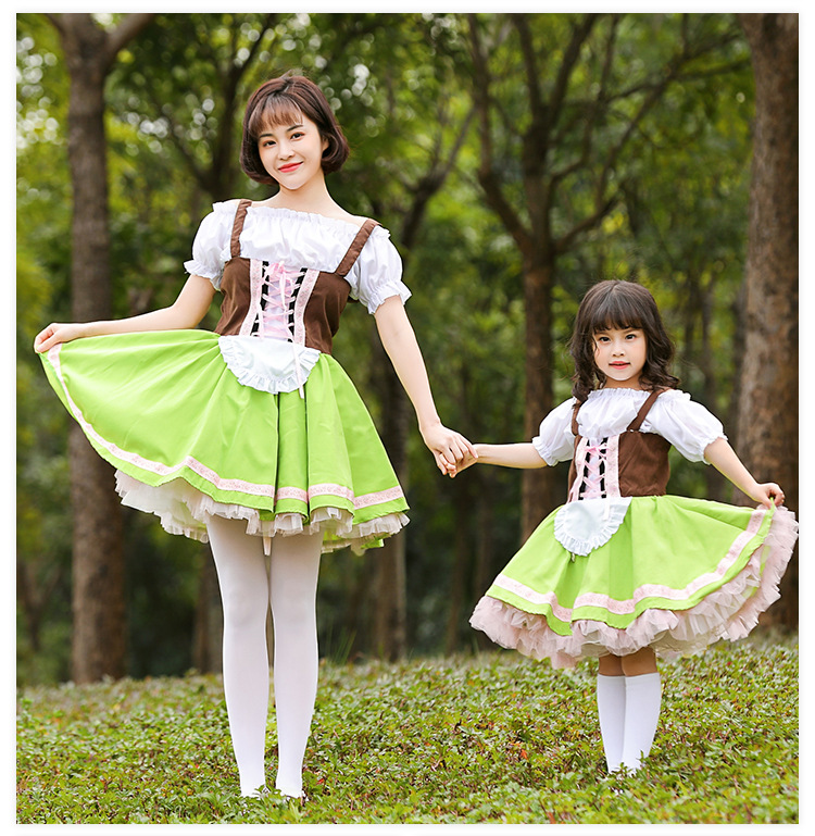 German Beer Festival Costumes, Grass Green Class Activity Performance Costumes, Cultural and Arts Festival Parent-Child Dresses Promotion