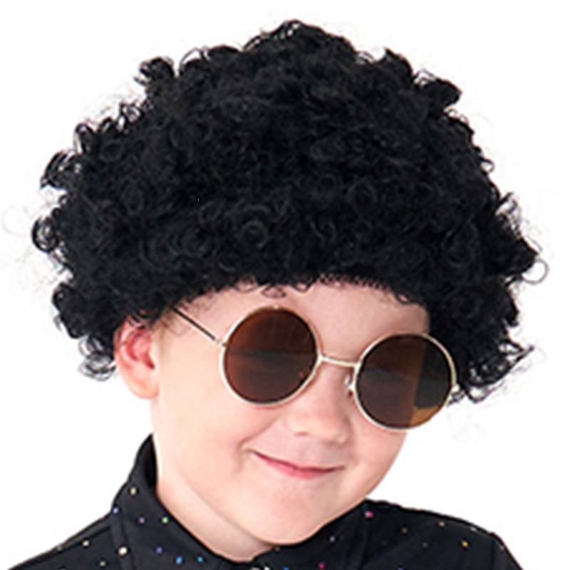 Funny curly afro hairstyle for kids, hip-hop style scientist wig, Halloween pirate cosplay costume accessories