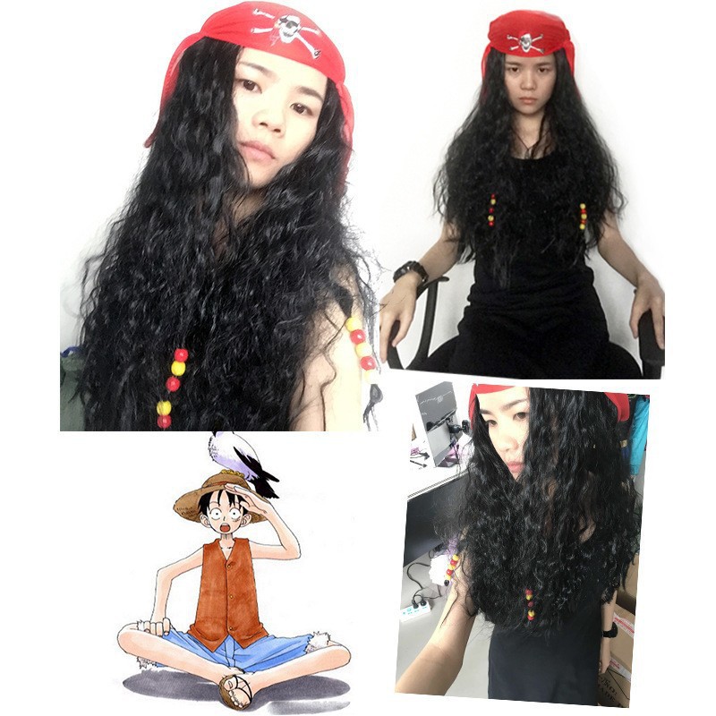 Funny curly afro hairstyle for kids, hip-hop style scientist wig, Halloween pirate cosplay costume accessories