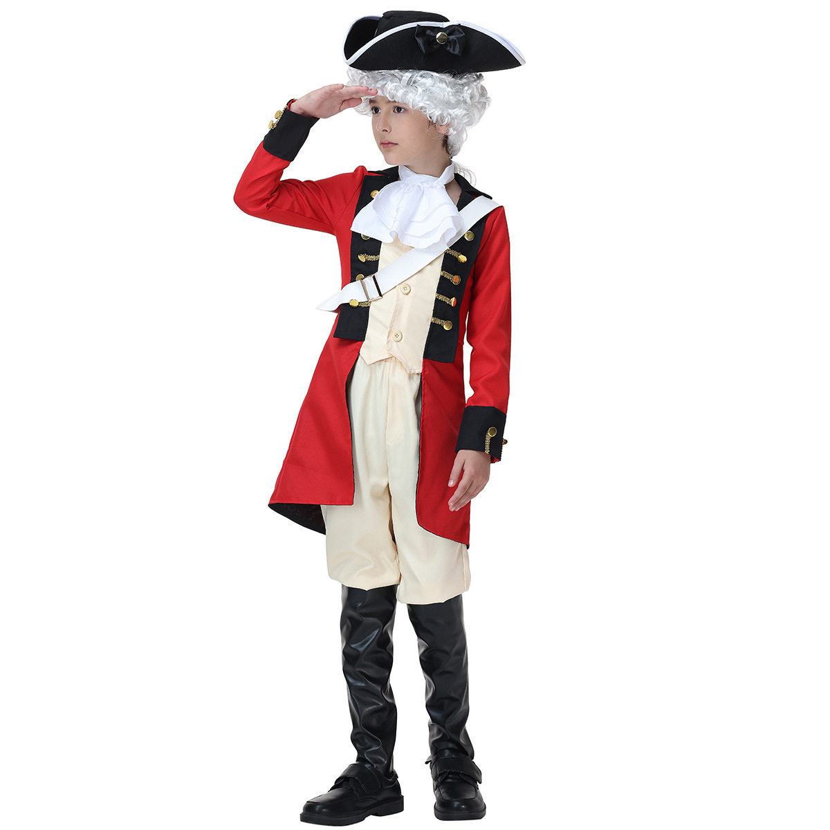 British Royal Guard adult and children's parent-child outfit, retro red triangle hat, stage Halloween performance costume.