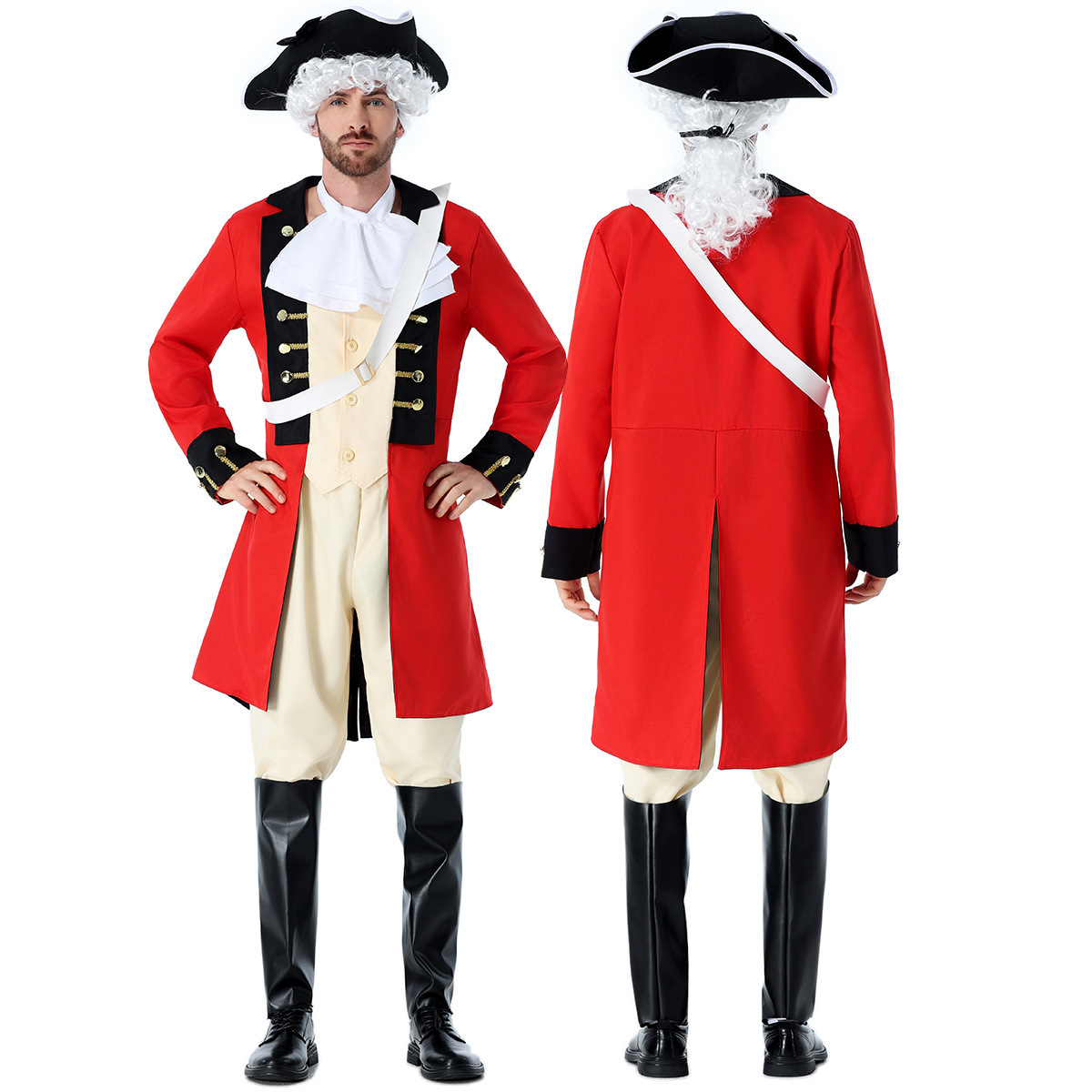 British Royal Guard adult and children's parent-child outfit, retro red triangle hat, stage Halloween performance costume.