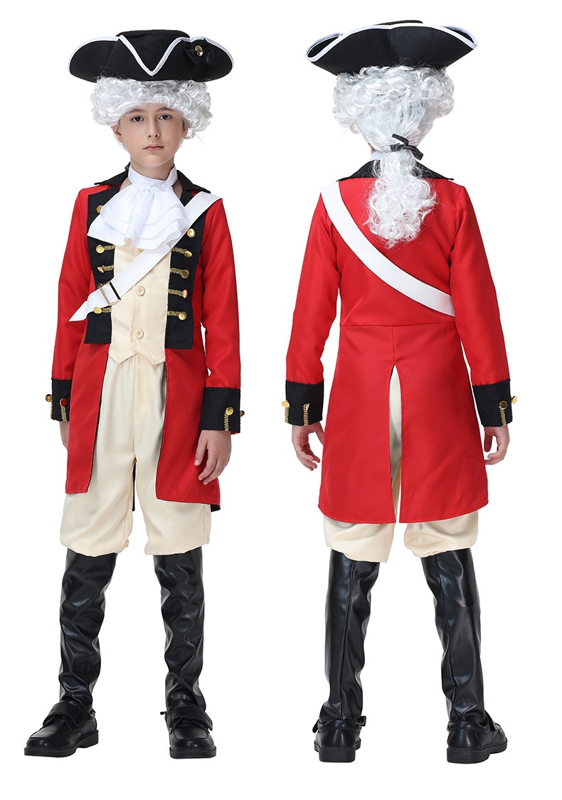 British Royal Guard adult and children's parent-child outfit, retro red triangle hat, stage Halloween performance costume.