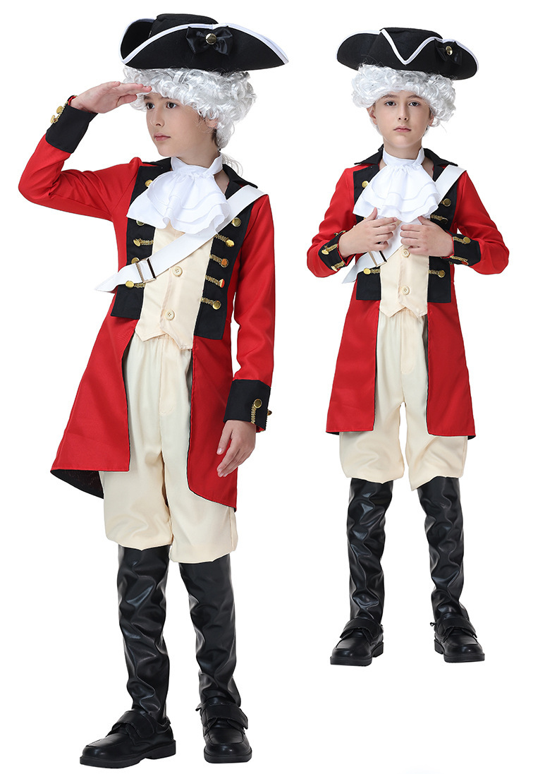British Royal Guard adult and children's parent-child outfit, retro red triangle hat, stage Halloween performance costume.