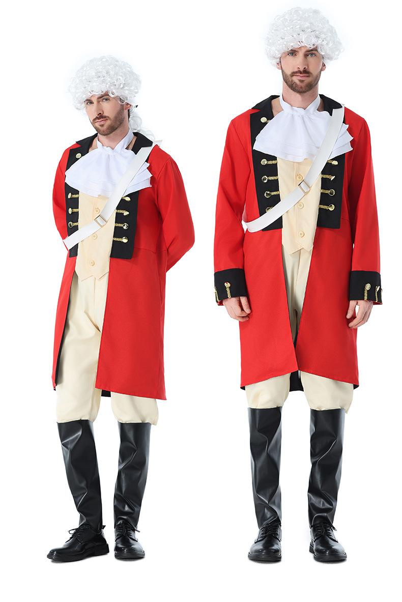 British Royal Guard adult and children's parent-child outfit, retro red triangle hat, stage Halloween performance costume.