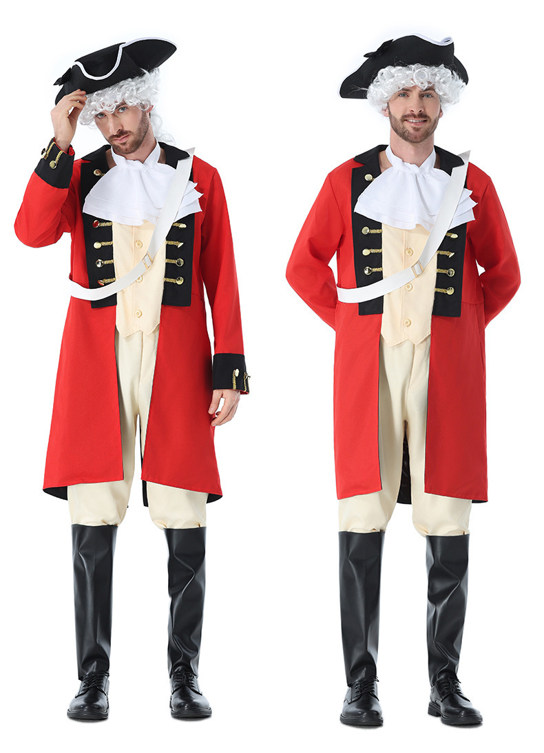 British Royal Guard adult and children's parent-child outfit, retro red triangle hat, stage Halloween performance costume.