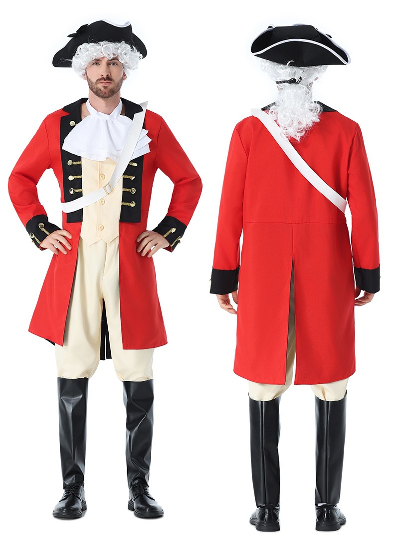 British Royal Guard adult and children's parent-child outfit, retro red triangle hat, stage Halloween performance costume.