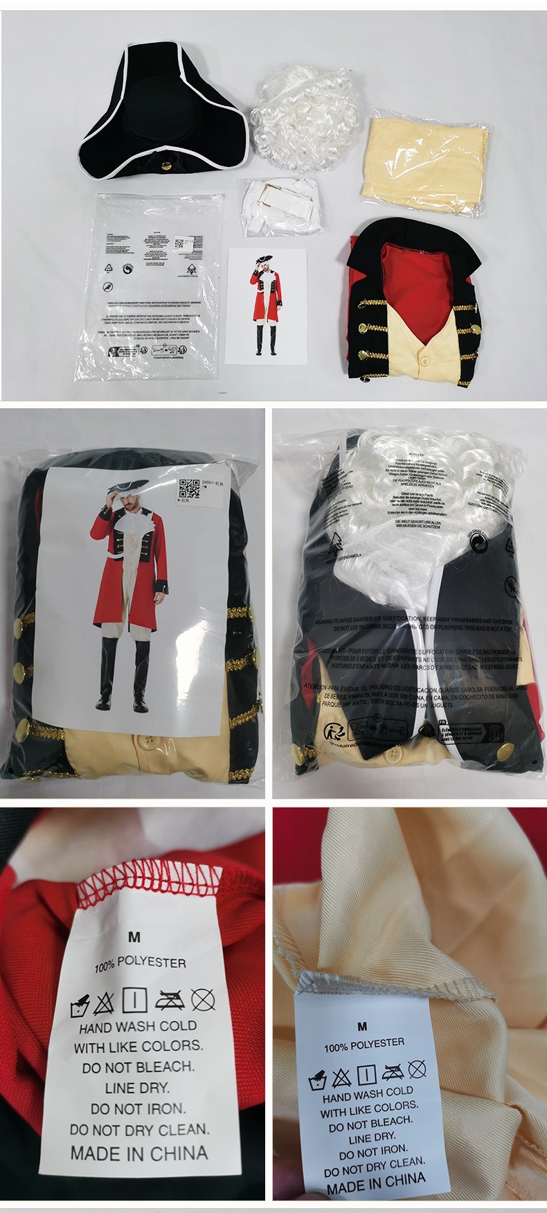 British Royal Guard adult and children's parent-child outfit, retro red triangle hat, stage Halloween performance costume.