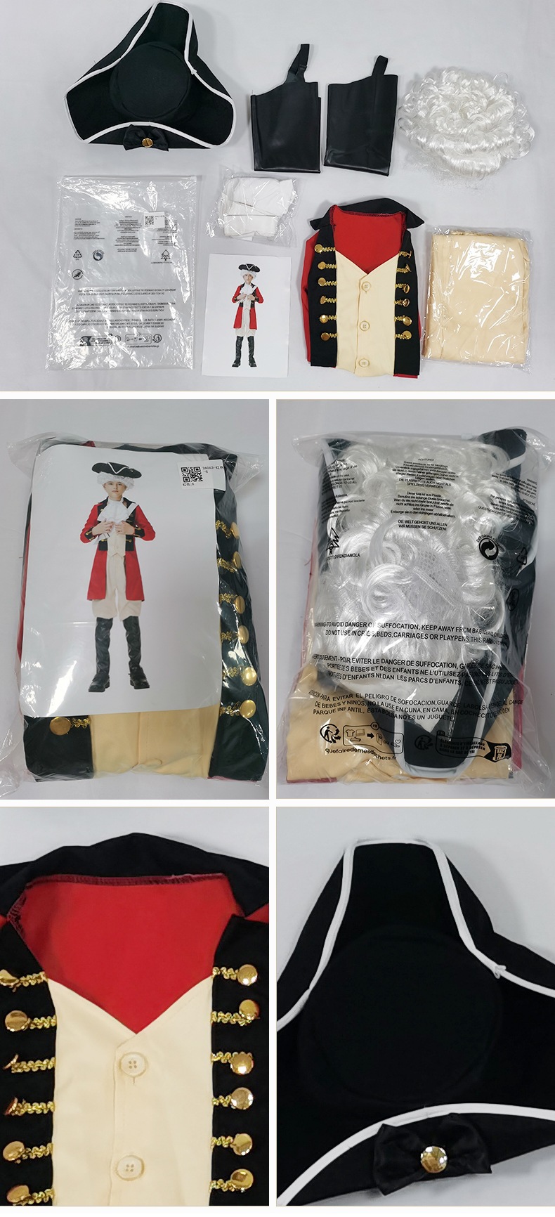 British Royal Guard adult and children's parent-child outfit, retro red triangle hat, stage Halloween performance costume.