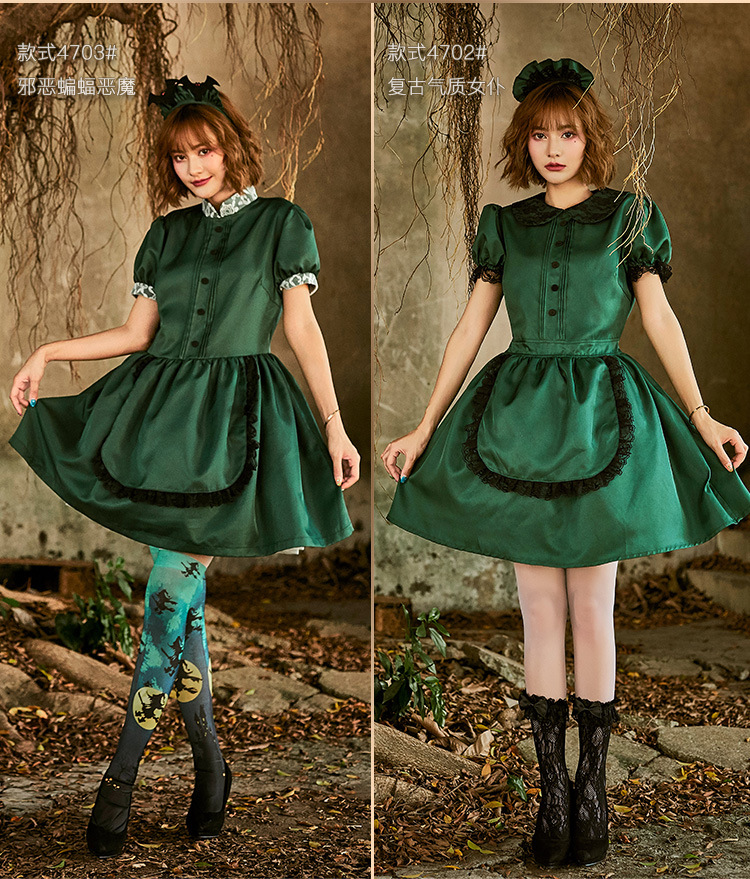 Japanese maid outfit, Lolita cape dress, Halloween bat cosplay costume, Lotte