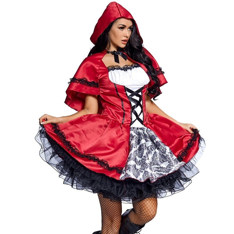 Halloween costume Little Red Riding Hood set, short cape + dress, party costume/performance outfit