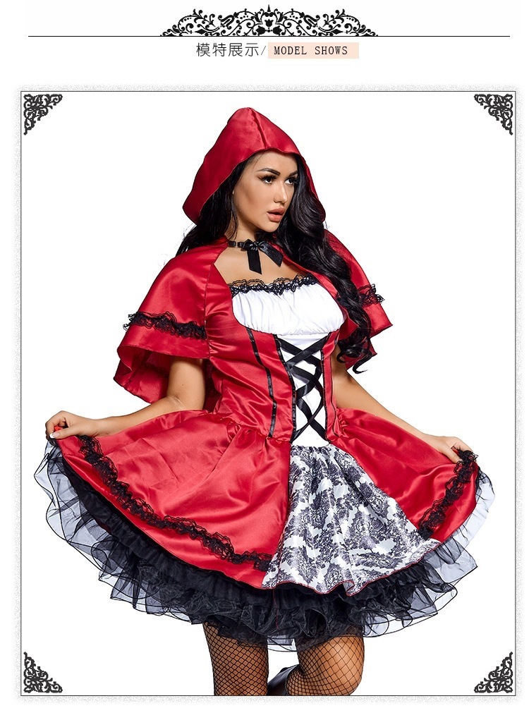 Halloween costume Little Red Riding Hood set, short cape + dress, party costume/performance outfit