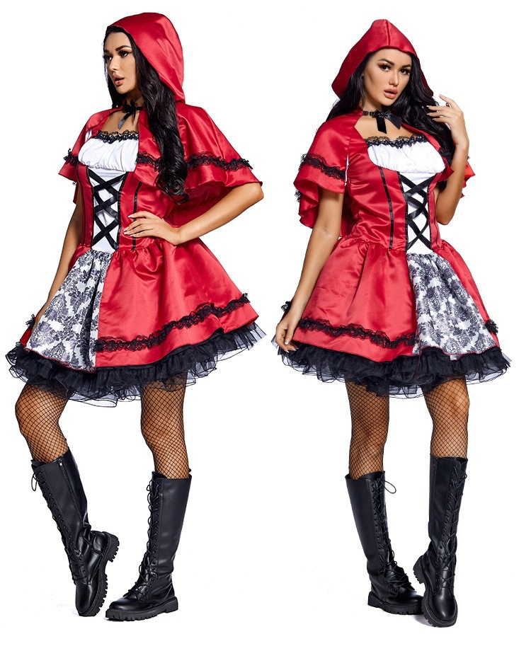 Halloween costume Little Red Riding Hood set, short cape + dress, party costume/performance outfit
