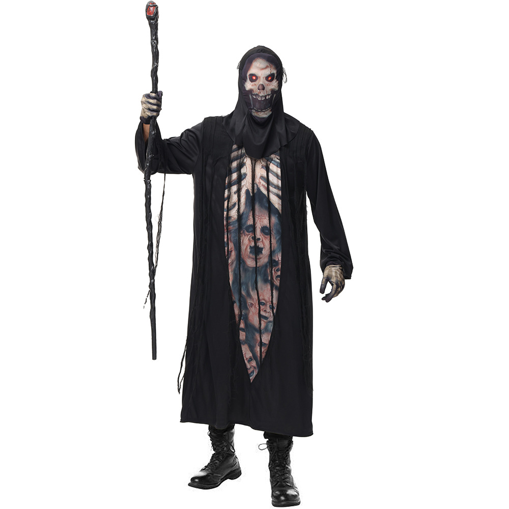 Halloween costume, skeleton robe, new cosplay adult male ghost role-playing costume