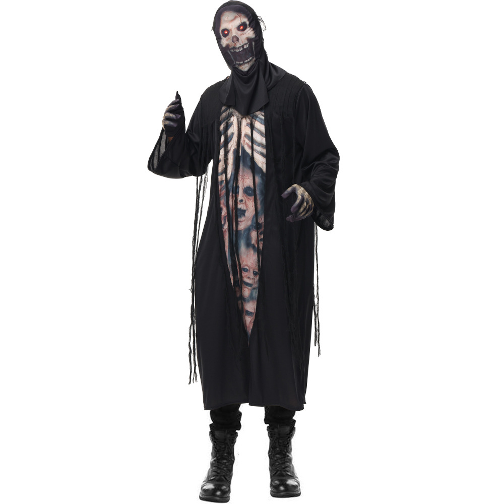 Halloween costume, skeleton robe, new cosplay adult male ghost role-playing costume