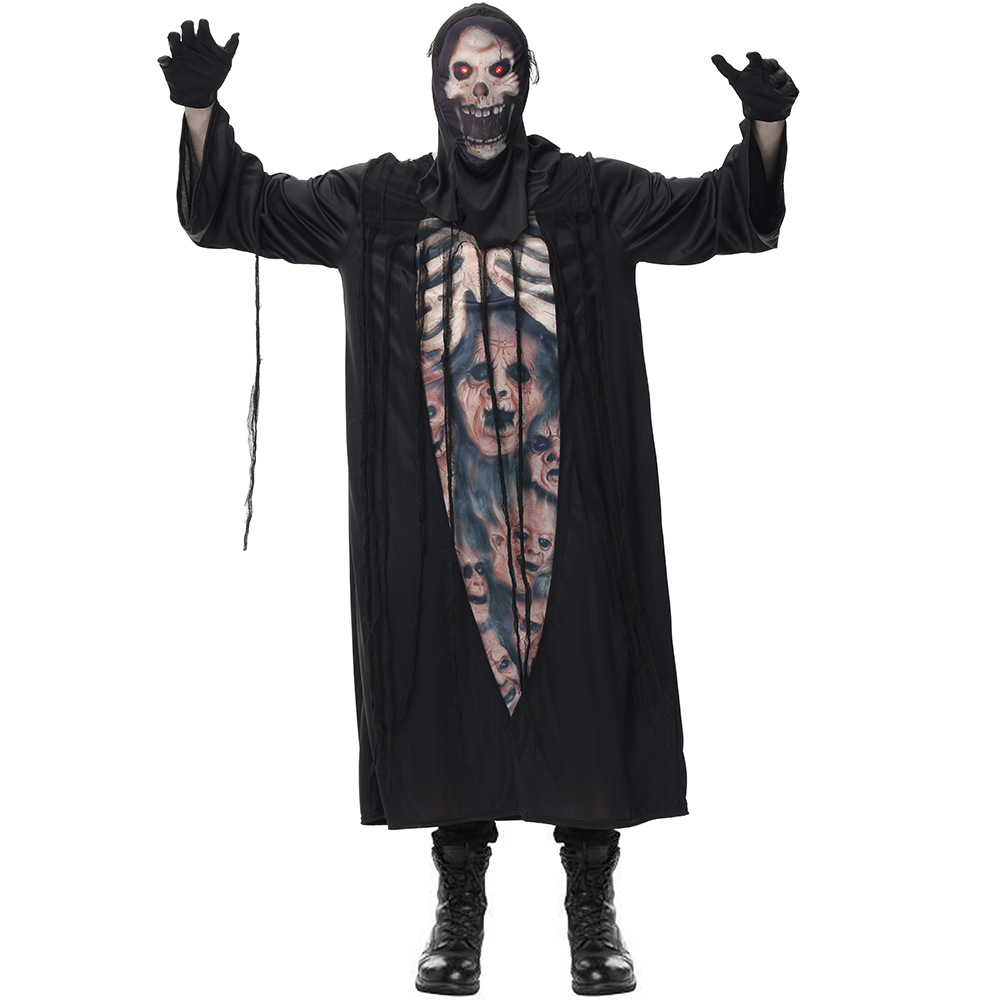Halloween costume, skeleton robe, new cosplay adult male ghost role-playing costume