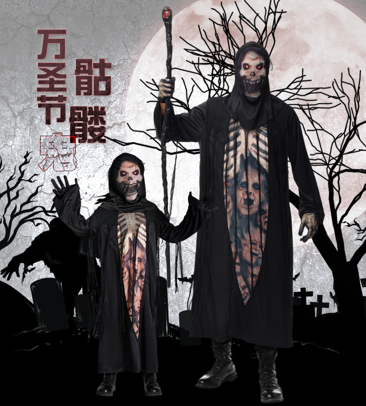 Halloween costume, skeleton robe, new cosplay adult male ghost role-playing costume