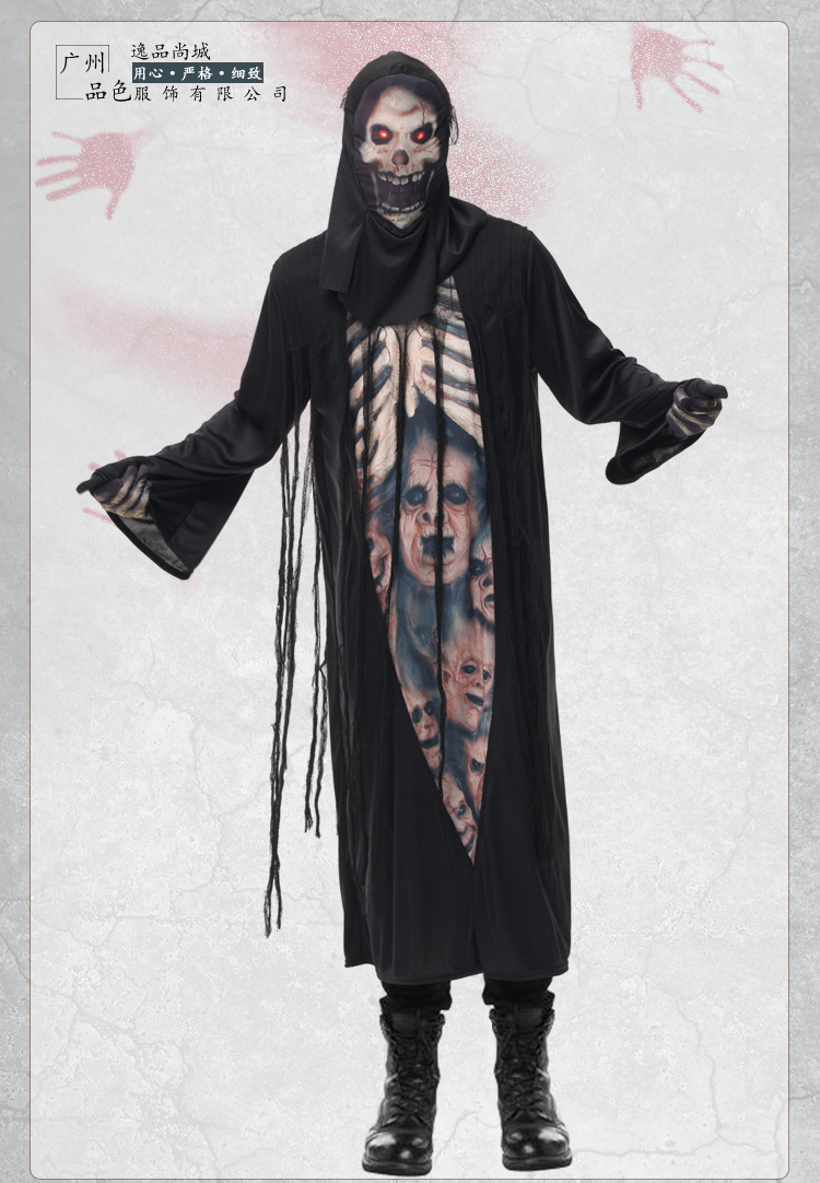 Halloween costume, skeleton robe, new cosplay adult male ghost role-playing costume