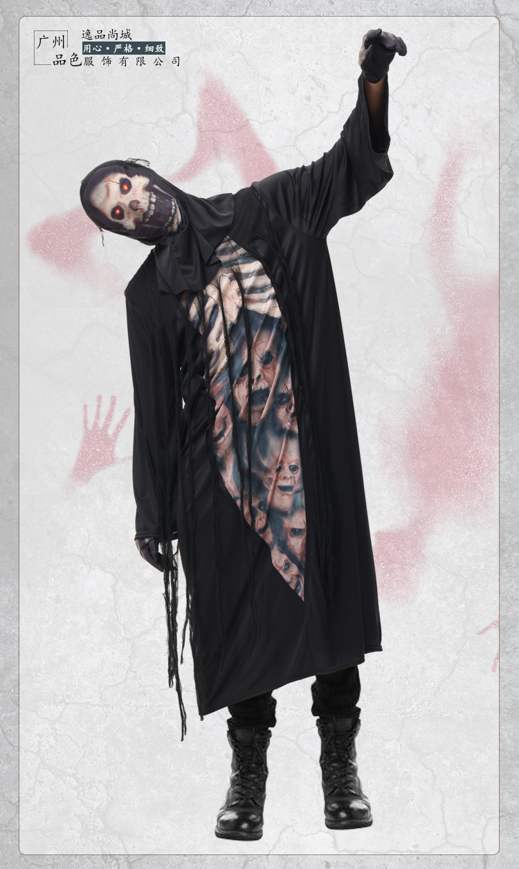 Halloween costume, skeleton robe, new cosplay adult male ghost role-playing costume