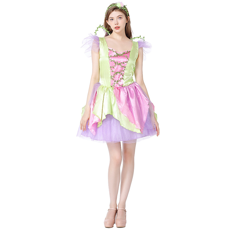 Halloween costume, green fairy flower fairy adult women's dress, parent-child Halloween costume