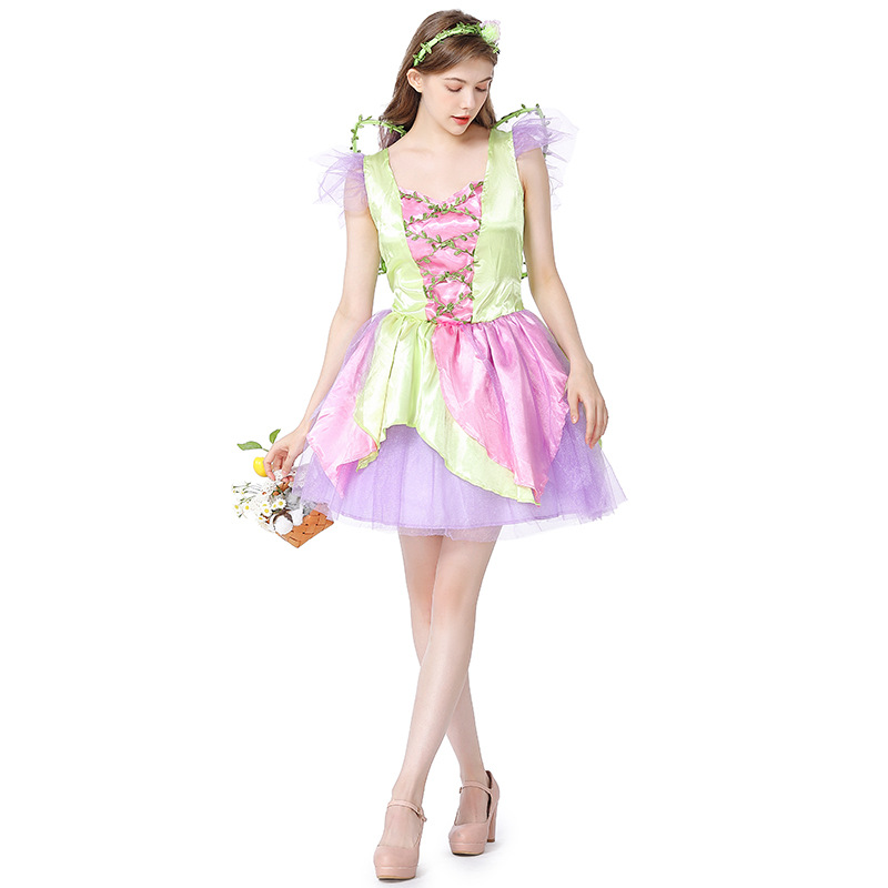 Halloween costume, green fairy flower fairy adult women's dress, parent-child Halloween costume