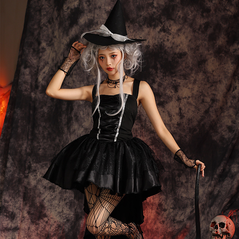 Multicolored witch mini skirt, sexy lace-up witch dress, Halloween party adult cosplay, witch costume.