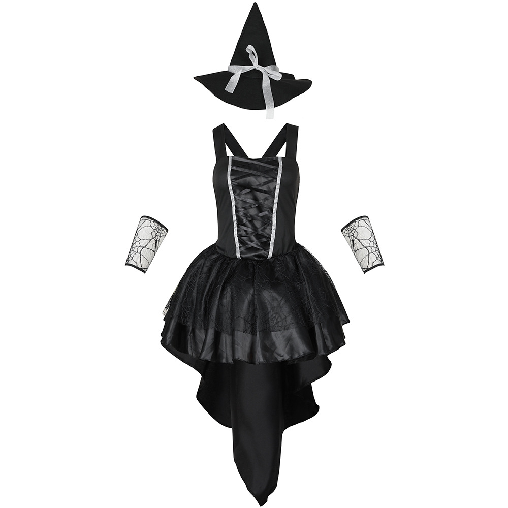 Multicolored witch mini skirt, sexy lace-up witch dress, Halloween party adult cosplay, witch costume.