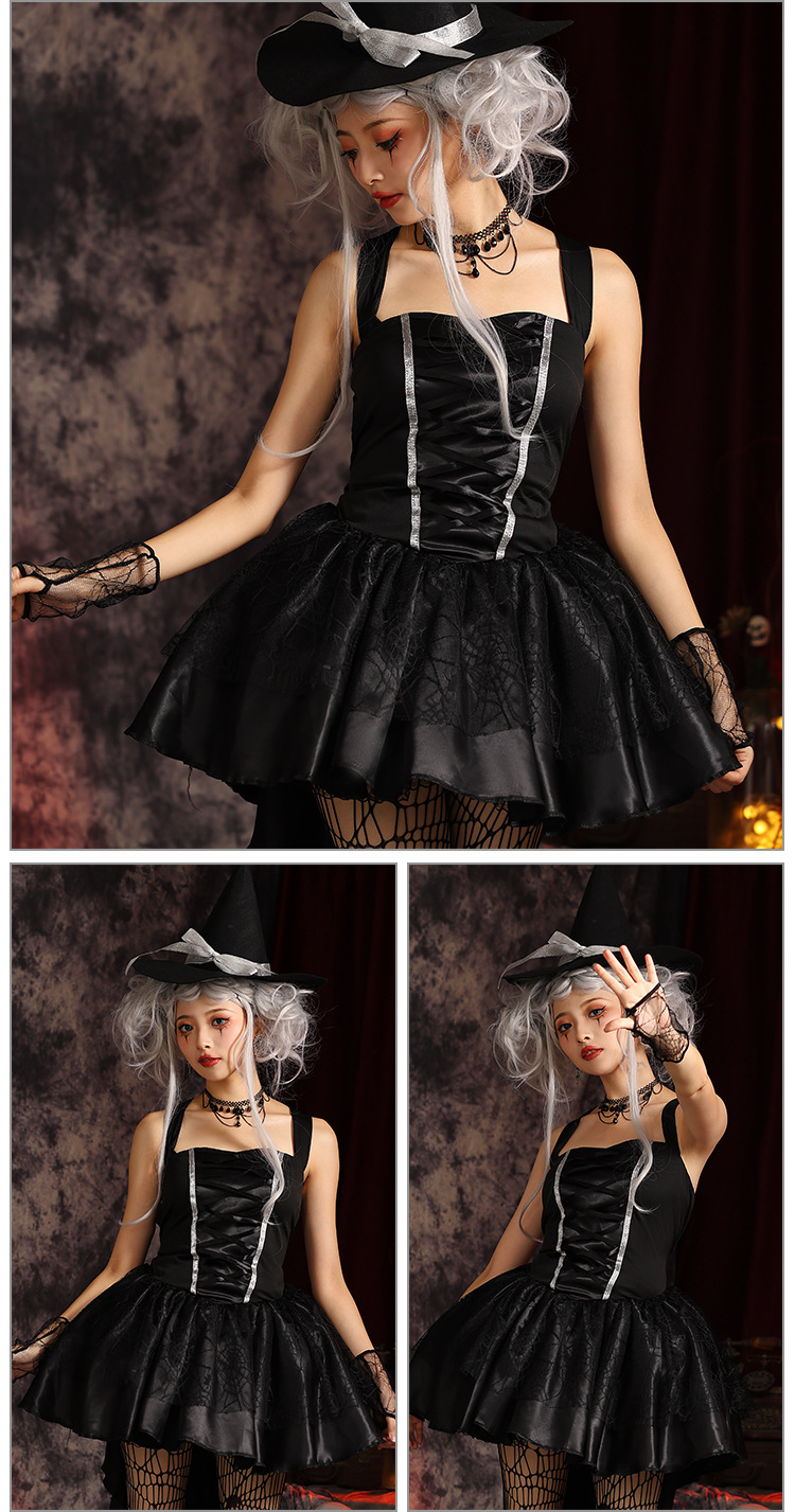 Multicolored witch mini skirt, sexy lace-up witch dress, Halloween party adult cosplay, witch costume.