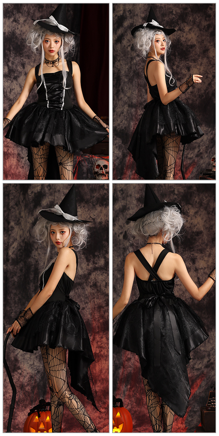 Multicolored witch mini skirt, sexy lace-up witch dress, Halloween party adult cosplay, witch costume.