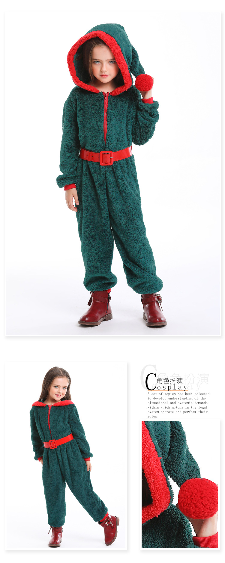 Christmas Costume Adult Female Cosplay Outfit Dark Green Santa Claus Home Bodysuit