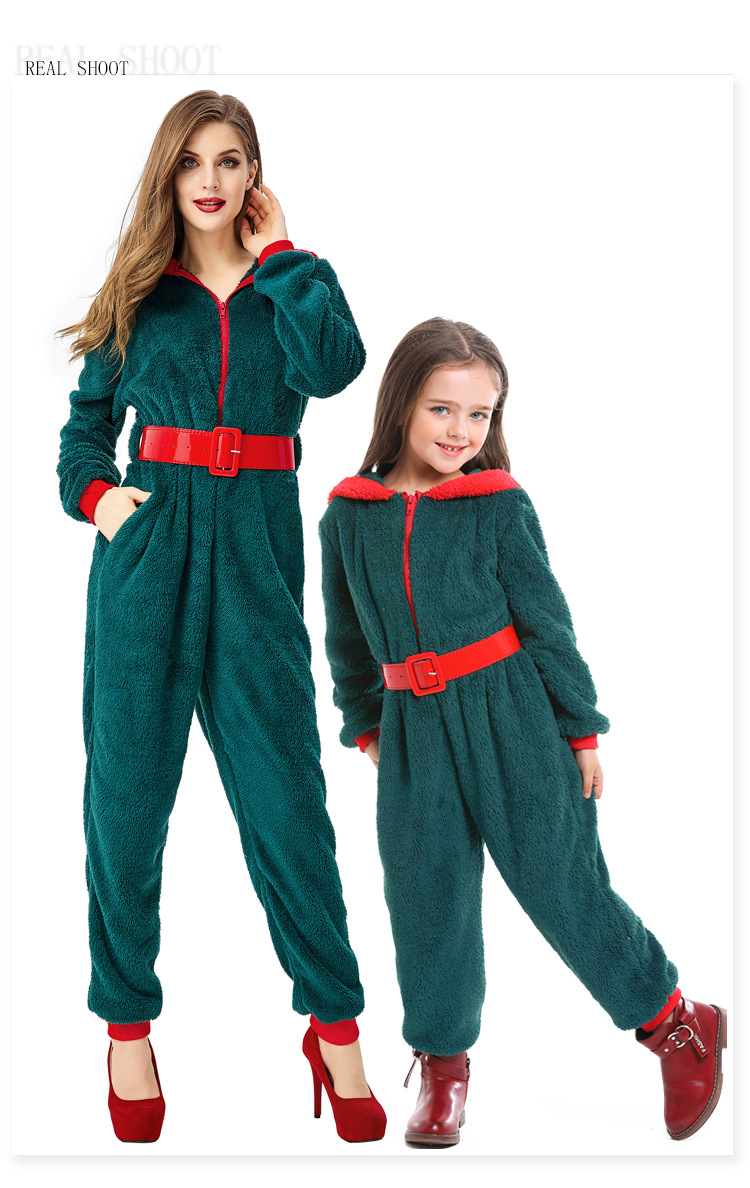 Christmas Costume Adult Female Cosplay Outfit Dark Green Santa Claus Home Bodysuit