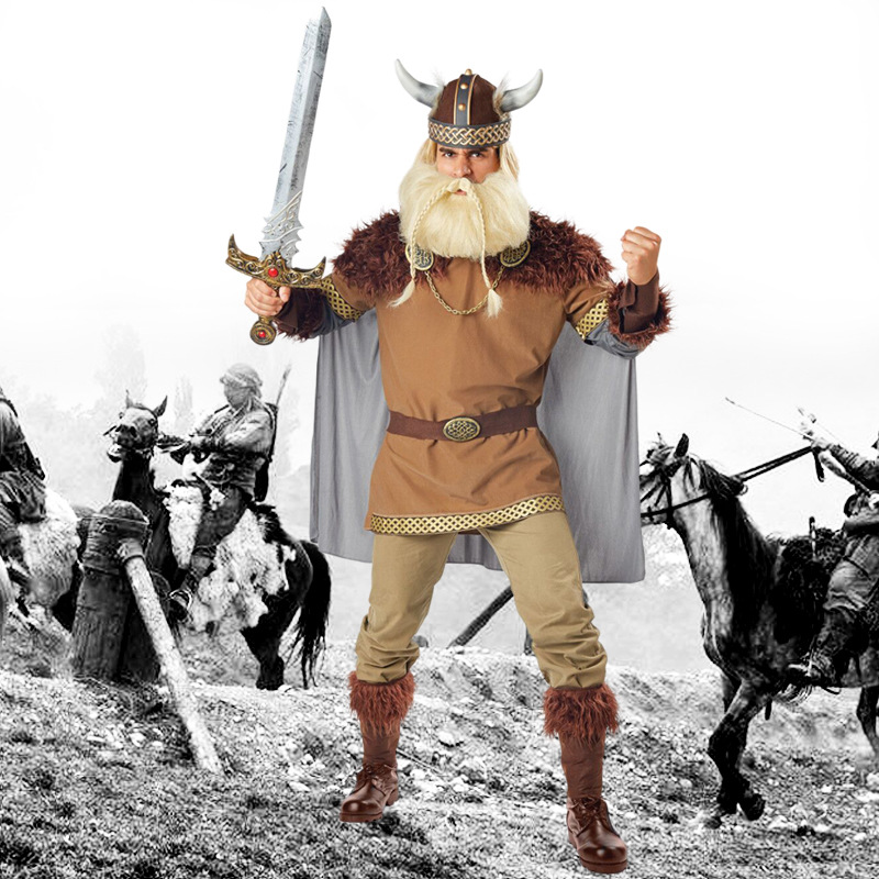 Viking Warrior Costume for Men - Halloween Cosplay Stage Performance Costume - Pirate Role-Playing Set