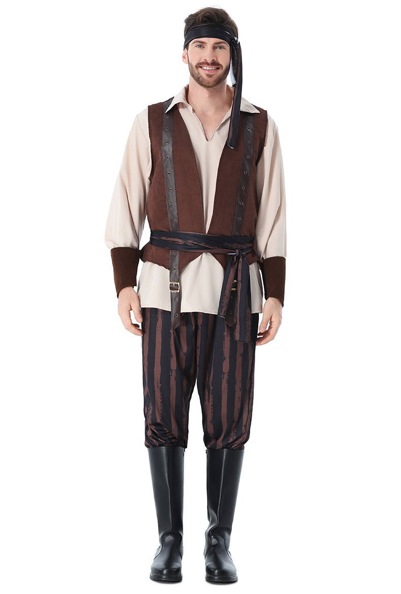 Captain Jack Sparrow Pirate Costume for Adults and Children - Halloween Caribbean Pirate Family Stage Performance Costume