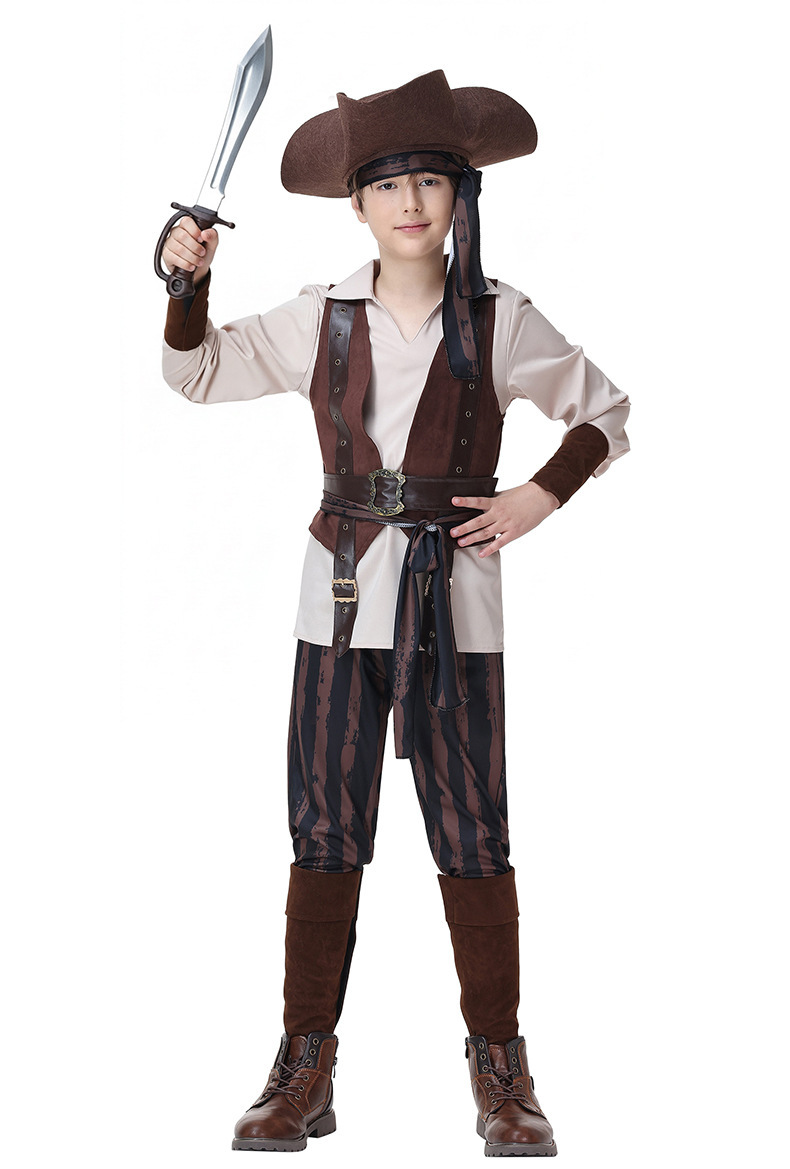 Captain Jack Sparrow Pirate Costume for Adults and Children - Halloween Caribbean Pirate Family Stage Performance Costume