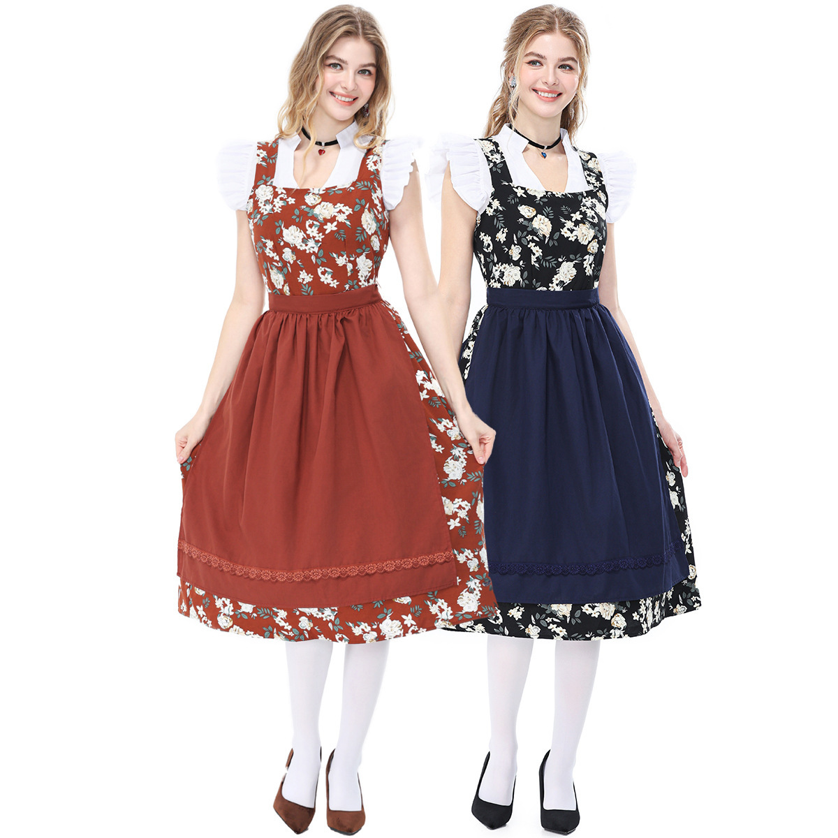 Bavarian traditional beer festival maid dress floral Dirndl dress winery party performance costume