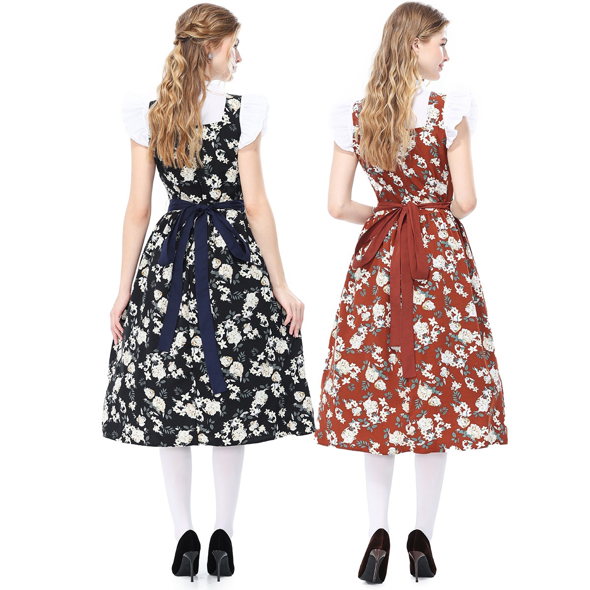 Bavarian traditional beer festival maid dress floral Dirndl dress winery party performance costume