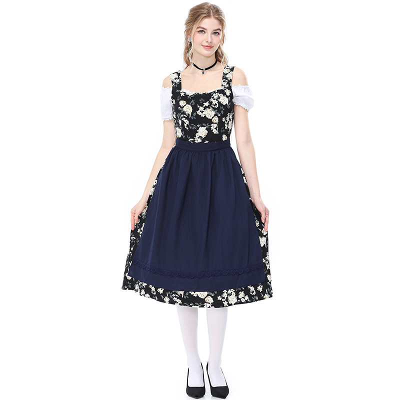 Bavarian traditional beer festival maid dress floral Dirndl dress winery party performance costume