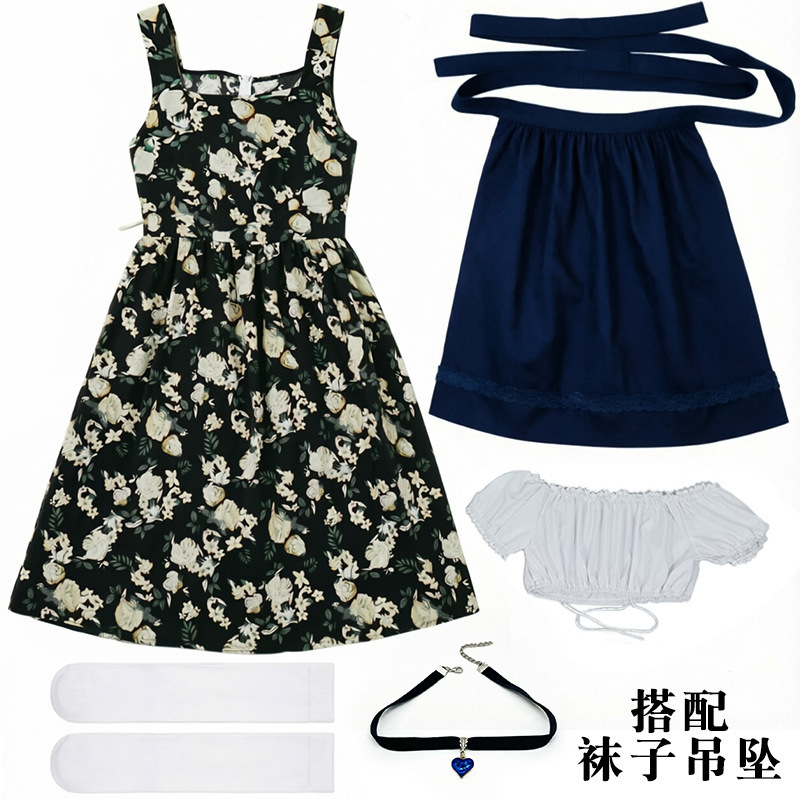 Bavarian traditional beer festival maid dress floral Dirndl dress winery party performance costume