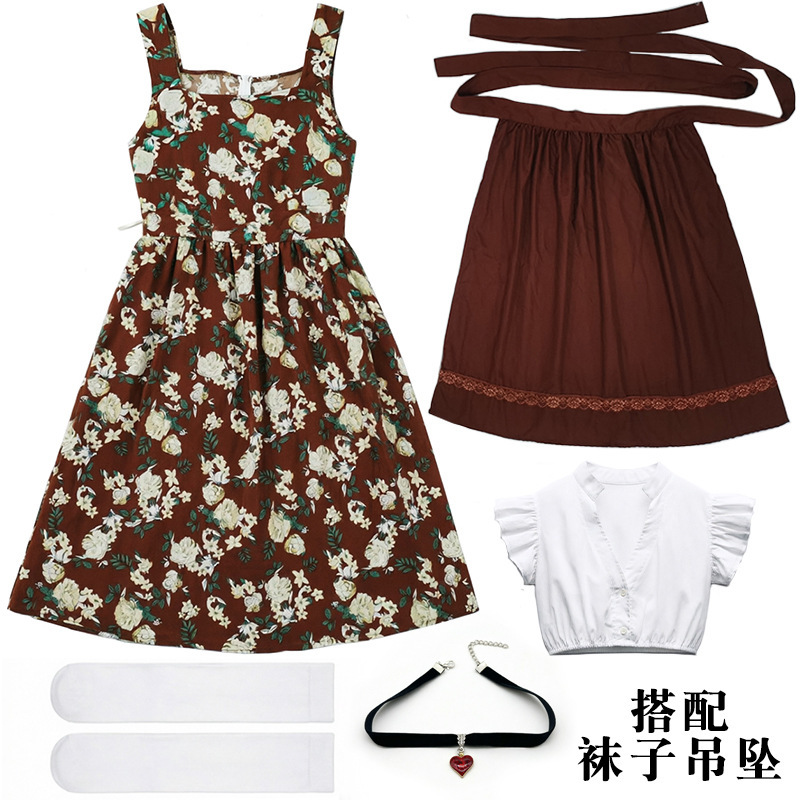 Bavarian traditional beer festival maid dress floral Dirndl dress winery party performance costume