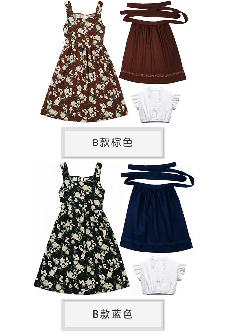 Bavarian traditional beer festival maid dress floral Dirndl dress winery party performance costume