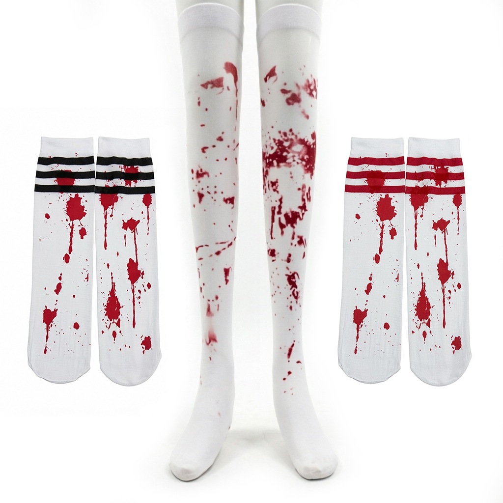 Masquerade Costumes Accessories Nurse Student Bloodstained Socks Halloween Adult Socks Children's Ghost Festival Zombie Socks Striped