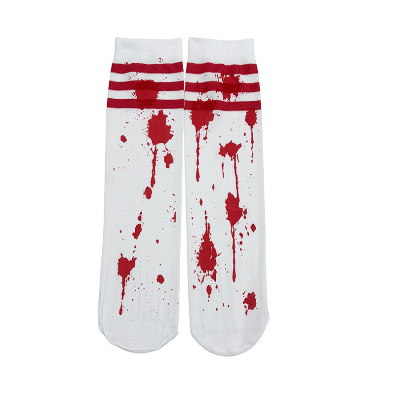 Masquerade Costumes Accessories Nurse Student Bloodstained Socks Halloween Adult Socks Children's Ghost Festival Zombie Socks Striped