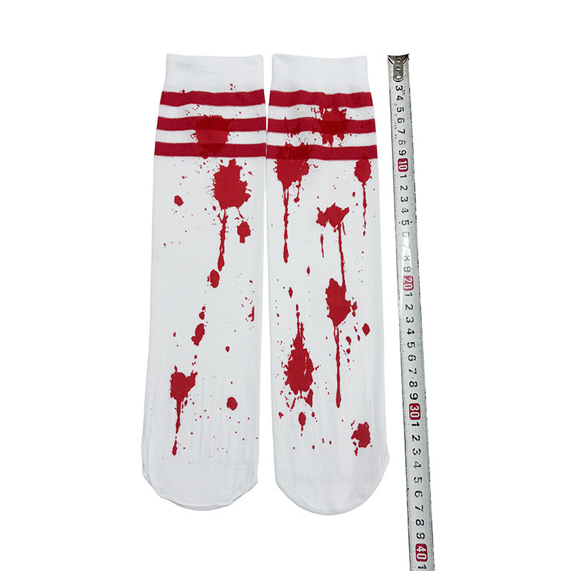 Masquerade Costumes Accessories Nurse Student Bloodstained Socks Halloween Adult Socks Children's Ghost Festival Zombie Socks Striped