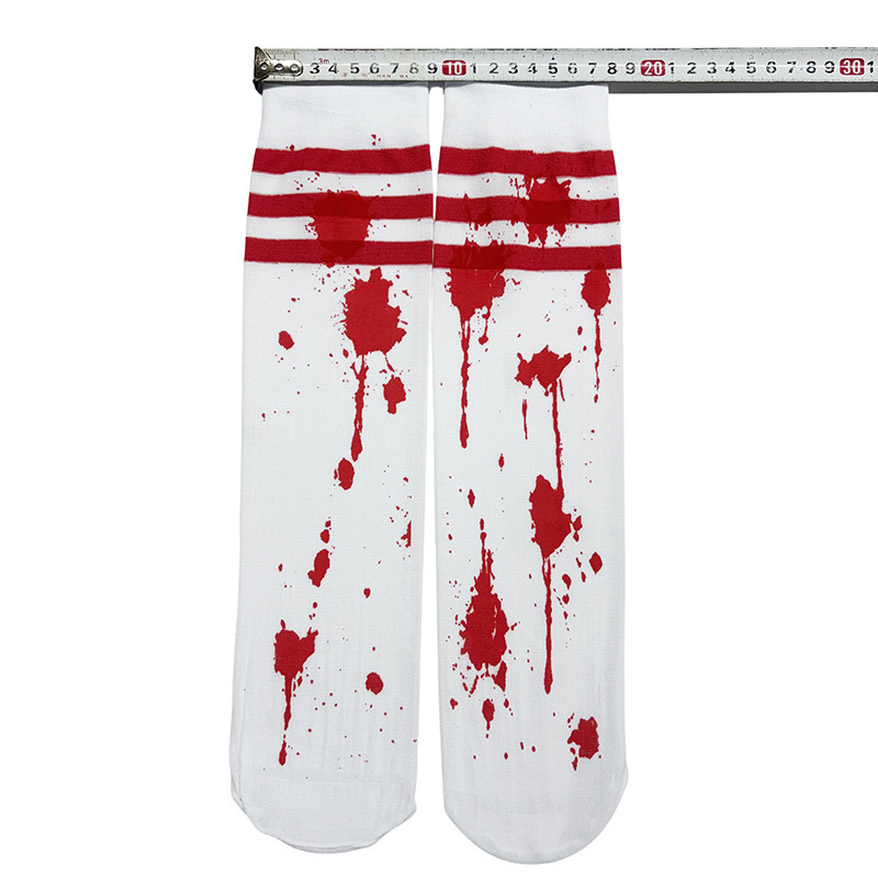 Masquerade Costumes Accessories Nurse Student Bloodstained Socks Halloween Adult Socks Children's Ghost Festival Zombie Socks Striped