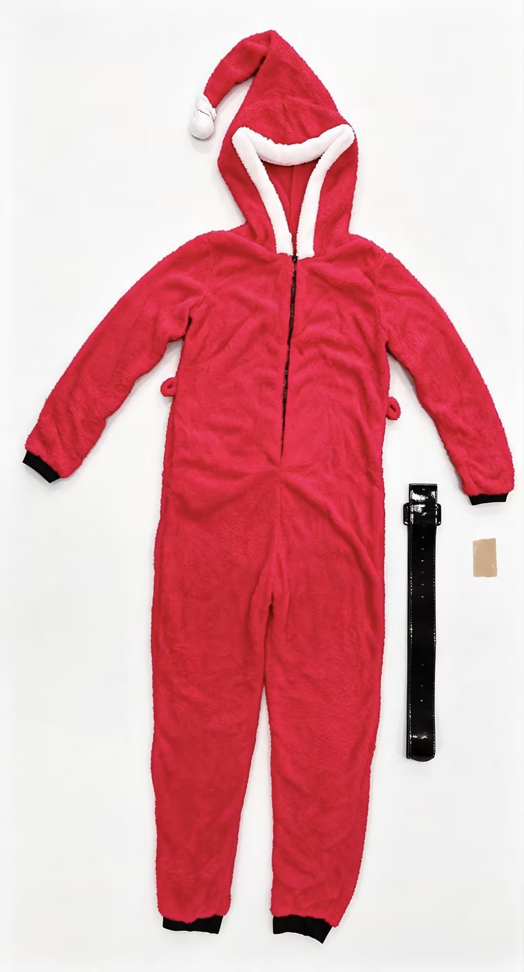 Women's Santa Claus Onesie Pajamas Plush Hooded Christmas Costume Set Holiday Party Role-Playing Costume