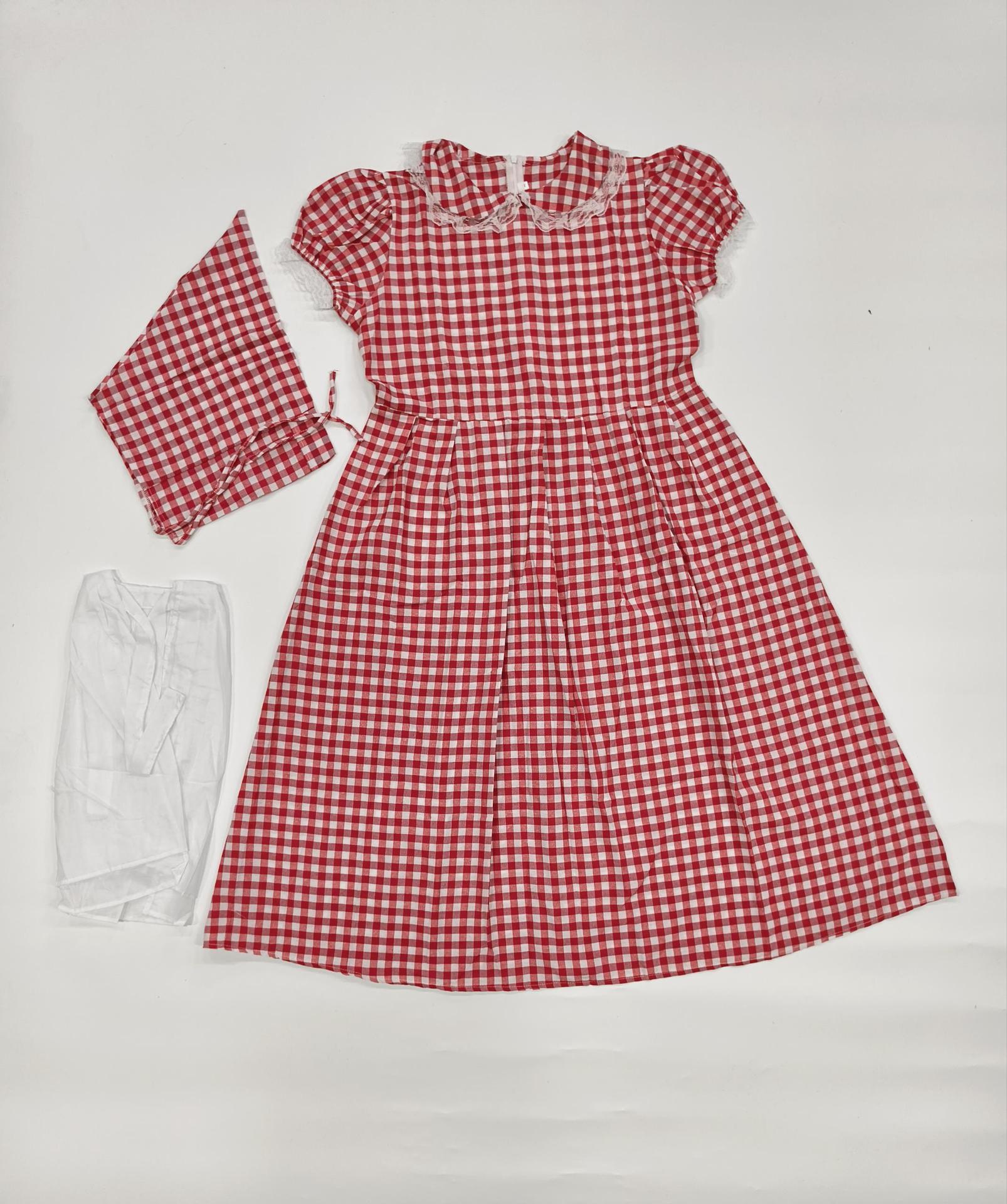 Halloween costume for adults, red plaid, cosplay of Little Red Riding Hood, The Big Bad Wolf, fairy tale character costume.