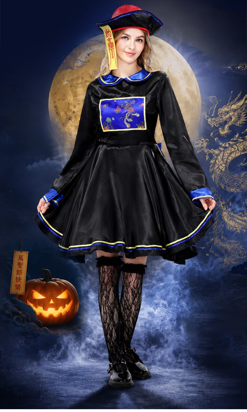 Women's Chinese-style modified zombie dress, Halloween Qing Dynasty zombie movie role-playing costume, Guangzhou