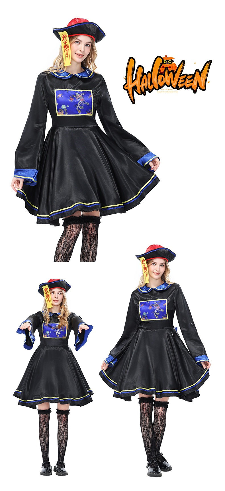 Women's Chinese-style modified zombie dress, Halloween Qing Dynasty zombie movie role-playing costume, Guangzhou
